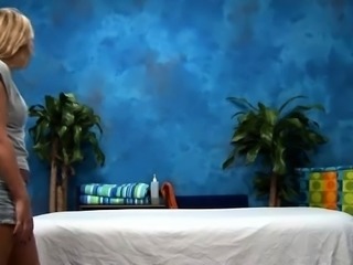 Blonde teen recored in massage room