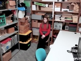 Pretty Slim Teen Shoplifter Sucks & Rides the Security Guy's Boner Like a Pro...
