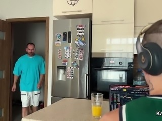 Fucked teen next to her cuckold gamer husband - Russian Amateur