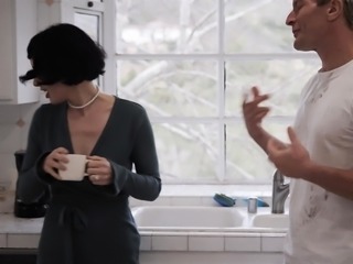 Big tit blonde gives blowjob to big cock