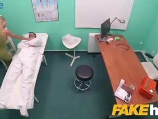 Blonde Russian Patient Gets Rough Exam and Swallows After POV Doggystyle