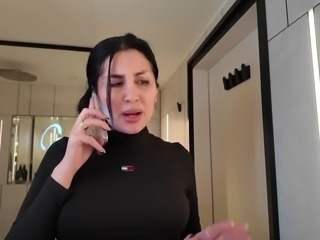 Busty arab shows off her body before shower