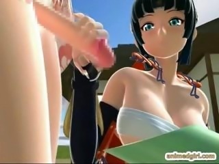 Japanese 3d hentai shemale gets handjob and cumshot