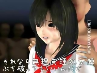 Gangbang with a trashy hentai schoolgirl