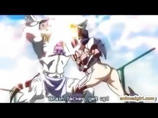 Busty hentai gets caught and fucked by snake monster