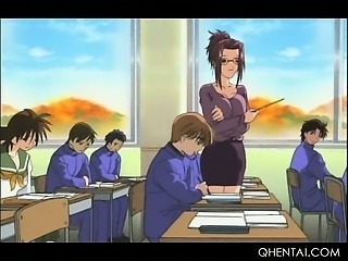 Sexy school teacher forcing her student to please her cunt
