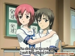 Bondage hentai sucking cock and cumming in her tits