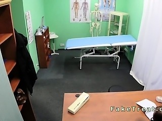 Sexy patient fucked by doctors cock in an office