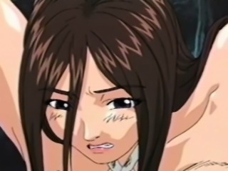 Roped anime gets fingered and hard poked by bandits in the o