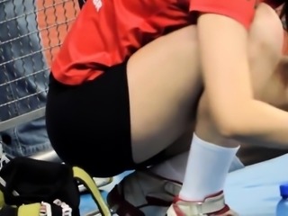 Spy cam is checking out all the cute butts on a volleyball