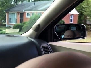 Ebony public blowjob in car at daylight