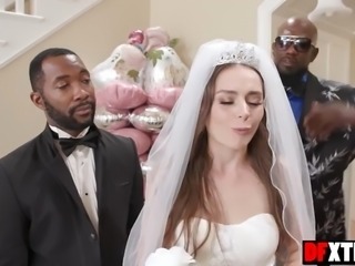 Petite bride from Aften Opal group fucked by five big black cocks before...
